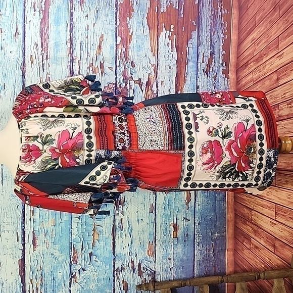 VANESSA Virginia floral patchwork dress size M - Picture 4 of 7